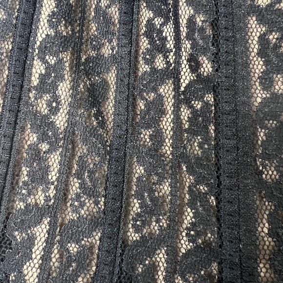 Ann Taylor LOFT Black Floral Lace A-Line Skirt 2P Paneled Eyelash Trim Romantic - Picture 3 of 9